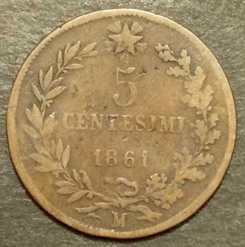 Centesimi lire valore - 5, 1861