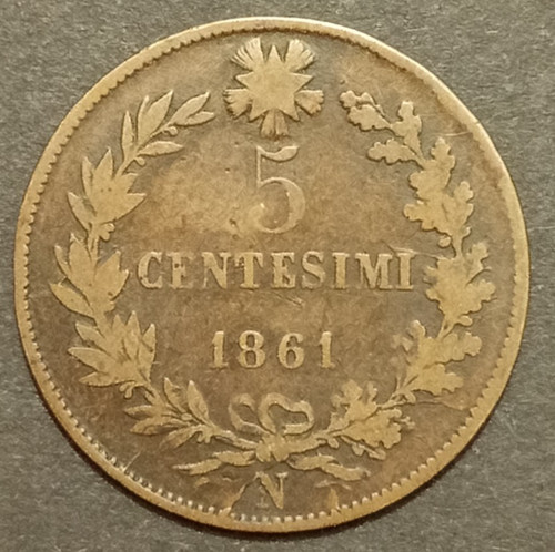 Centesimi lire valore - lire, 1861