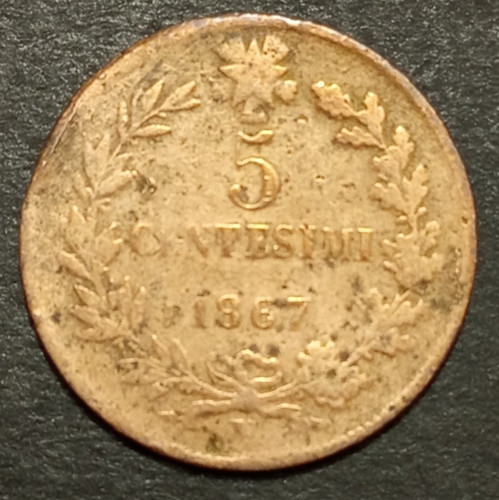 Centesimi lire valore 1867 - 5,